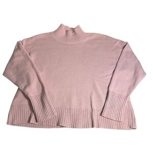 Gap Women’s Large Pink Mock Neck Cotton Sweater Ribbed Hem